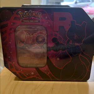 Pokemon Mewtwo Tin with Red and Black Design